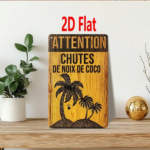 CIFbuy 1pc Rustic Palm Tree & Coconut Hut Iron Metal" Metal Sign, ATTENTION CHUTES DE NOIX DE COCO French Text Tropical Wall Decor, Text Tropical Wall Decor, 2D Flat Un Hut Iron MetalikTok, Hut Iron MetalikTok, t Self-pickup Logiopics - Image 7