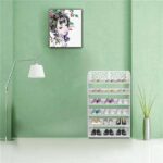 Wood-plastic Board Six Tiers Carved Shoe Rack White B - Image 24