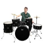[Do Not Sell on Amazon] Full Size Adult Drum Set 5-Piece Black with Bass Drum, two Tom Drum, Snare Drum, Floor Tom, 16" Ride Cymbal, 14" Hi-hat Cymbals, Stool, Drum Pedal, Sticks - Image 2