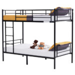 Same Code 12883671 Iron Bed Bunk Bed with Ladder for Kids Twin Size Black - Image 25
