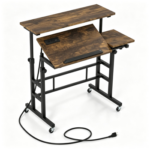 Set of 3 Nesting Coffee Tables Rustic Brown Industrial Accent Side Tables, Space Saving Stackable End Tables Engineered Wood Top Metal Frame Rounded Corners for Living Room Bedroom Small Apartment - Image 12