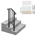 [Same Code 21862947 70638141]Artisasset Matte Black Outdoor 1st Tier Iron Handrail - Image 4