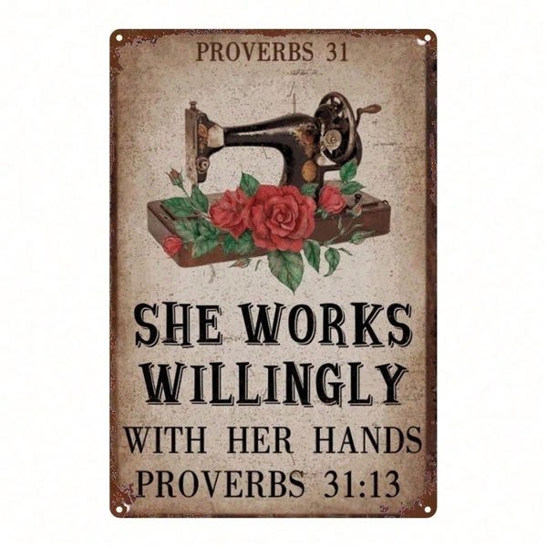 CIFbuy 1pc Retro Sewing Machine Metal Sign With Roses, 8x12 Inch Vintage Iron Wall Art, Farmhouse Home Garden Bathroom Decor, 2D Flat M TikTok, TikTok, all Art, Farmhouse Home Garden Bathroom Decor Self-pickup Logiopics