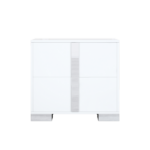 Elegant Nightstand with Metal Handle, Mirrored Bedside Table with 2 Drawers for Bedroom, Living Room, White - Image 5