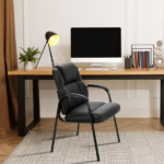 Faux Leather Waiting Room Chair, Office Guest Chair with Padded Arms, for Reception, Conference, Meeting, or Home Use, Basic Black(1 PCS) - Image 4