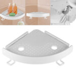 Bathroom Wall Corner Shelf Organizer, Kitchen Corner Storage Rack Non-Marking Shelf with Hooks, Easy to Install (White, One Size) - Image 3