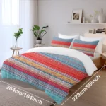 3 Pieces Orange Blue Boho Pattern Bedding Duvet Cover Set King for Adults Bedroom Decor - Image 9