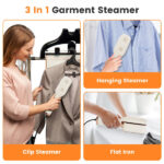 3 in 1 Travel Steamer for Clothes, 1000W Handheld Garment Steamer with 180° Rotating Head - Flat Iron, Hanging & Clip Steamer, Dry/Wet Ironing, 20OZ Leak-Proof Tank, Lightweight for Travel/Home - Image 4
