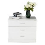 3-Drawer Wide Drawer Cabinet Particleboard Bedside Table with Textured Melamine Finish 25.98*12.99*22.05in White =75682614 - Image 7