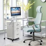 White Wood Grain Density Board Three Drawers Wooden Filing Cabinet - Image 11