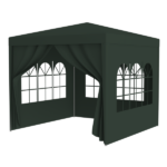 3 * 3m 4 sided (two doors), spiral tube pergola made of green PE fabric, 10'x10 'party tent with 4 detachable sides, outdoor heavy-duty pergola, wedding tent with spray painted iron pipes