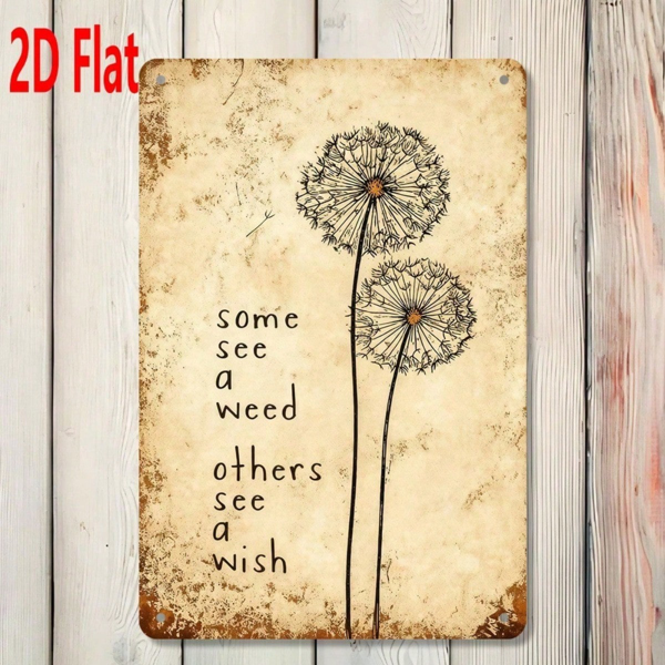 CIFbuy 1pc Dandelion Inspirational Quote Metal Wall Sign, 2D" Flat Unframed Plaque, Weatherproof Rustproof UV Resistant, Plaque, Weatherproof Rustproof UV Resistant, 7.87*11.81 Inch ikTok, ikTok, t Self-pickup Logiopics