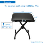 Dual-tube X-Shape Keyboard Stand + Adjustable Folding Piano Bench Stool Seat Black - Image 10