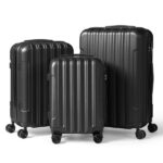 ABS Trolley Case 20in 24in 28in 3PCS Suitcase Set Vertical Striped Frosted Case Suitcase Black - Image 13