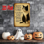 CIFbuy 1pc French Cat Metal Wall Sign, Black White" Kitten Print With Ne' Aime Phrase, 2D Flat Unframed Motivational Plaque, Phrase, 2D Flat Unframed Motivational Plaque, 7.87x11.81I Black White KikTok, Black White KikTok, t Self-pickup Logiopics - Image 4