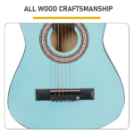Sky-blue color 30-inch Round Acoustic Guitar with Picks, Strings, Capo, Case, Tuner, and Strap - Image 8