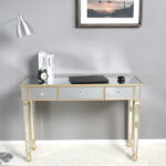 Three Drawers Mirror Table Dressing Table Console Table - Image 24