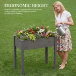 Bed - Cedar Planter with Non-Woven Liner, Bottom Drainage, 30-Inch Height, 34 x 18 x 30 in Sizes for Outdoor Plants Gray (Shipment from Walmart) - Image 4