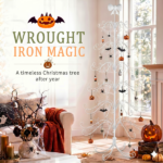 6ft White PVC Metal Artificial Christmas Tree with Bow Topper, No Extra Ornaments, Daily Decor Tree - Image 9