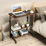 Vintage Brown P2 15MM Particle Board with Melamine Coating Adjustable Computer Desk with 3 USB + 2 AC Outlets