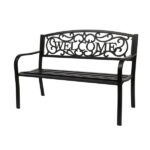 50" Outdoor Welcome Backrest Cast Iron Bench - Image 2