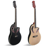 41 inch Cutawary Round Back Acoustic Guitar Spruce Top Grape Hole Black - Image 10