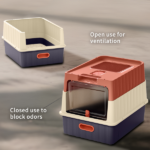 Simple drawer style red cat litter box, humanized design, does not occupy household storage space - Image 2