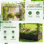 5.5 FT Raised Garden Bed with Trellis Self-Watering Planter Boxes with Lockable Wheels, 2 Configurations Vertical Garden Planter for Patio Balcony - Image 7