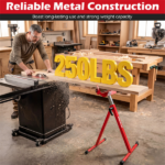 2-Pack Heavy Duty Metal Folding Roller Stand with Edge Guides Portable Woodworking Support - Red - Image 8