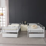 Same Code 71558202 Twin Over Twin Convertible Bunk Bed with 2 Storage Drawers, Metal Bunk Bed Can be Divided Into Two Daybeds, White - Image 17