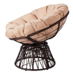 38" Ergonomic Swivel Wicker Papasan Chair with Thick Tufted Cushions, 360 Degree Rotatable Chairs for Living Room Bedroom Reading Room, Beige Cushion - Image 3