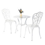 3 PCS Outdoor Bistro Set, All-Weather Cast Aluminum Butterfly Bistro Table and Chairs Set of 2, Patio Bistro Set for Backyard, Garden, Balcony White