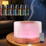 500ml Aromatherapy Essential Oil Diffuser Set with 6 Therapeutic Oils, 7 Color Changing LED Lights, Ultrasonic Cool Mist, Auto Shut-Off, Quiet Operation Perfect for Home, Bedroom, Yoga - Image 13