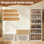 6-Tier Foldable Shoe Rack with Clear Doors, No-Tool Assembly Shoe Storage Organizer for Entryway Closet - Image 10