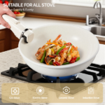 22-Piece Non-Stick Cookware Set, 6 Pots & 3 Lids, Removable Handles, Oven & Dishwasher Safe, Includes 28cm Soup Pot, Cream White Aluminum - Image 13
