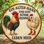 CIFbuy 1pc 8x8 Inch Round French Aluminum Sign, Vintage Rooster & Cute Hen Farm Animal Decorative Plaque, 2D Flat Metal Wall Art For Ki TikTok, TikTok, Farm Self-pickup Logiopics - Image 4