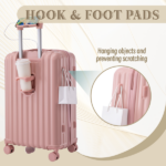 20"/24"/28" 3 pcs/set in ABS Spinner Wheel Luggage, Carry on Suitcase, with Cup Holder & USB Port & Phone Holder (Pink) - Image 6