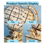 3D Wooden Puzzle Globe. Model kits DIY Crafts Handmade Christmas Gifts - Image 4