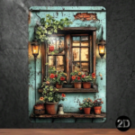 CIFbuy Vintage Rustic Window Flower Metal Wall Art, Farmhouse 2D Flat Iron Panel Sign, Waterproof Rustproof Home Decor 7.9x11.9in TikTok, TikTok, n Self-pickup Logiopics - Image 4