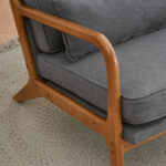 Same Code 33734058 Oak Armrest Oak Upholstered Single Lounge Chair Indoor Lounge Chair Dark Grey - Image 24