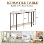 Same Code 40085878 Console Table 2 Tier Narrow Entryway Table with Storage Shelves Faux Marble Narrow Table for Living Bedroom Hallway Office Easy Assembly, Black & White - Image 8