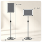 Adjustable Floor Standing Sign Holder, 8.5"x11" Front Loading Snap Frame with 360° Rotatable Frame, Water/Sand Fillable Weighted Base for Retail Restaurant Hotel - Silver - Image 7