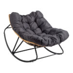 Replace 58406521 Outdoor Rocking Chair, Oversized Patio Papasan Rocker, Comfy Reading Lounge Chair Egg Chair for Indoor Use, Patio, Porch, Garden, Dark Gray - Image 4