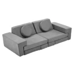 14 PCS Modular Kids Play Couch, Convertible Foam Building Block Sofa Fort Play Set, Corduroy Detachable Floor Sofa for Toddlers Playroom Bedroom Living Room, Grey - Image 4