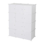 12 Cube Organizer Stackable Plastic Cube Storage Shelves Design Multifunctional Modular Closet Cabinet with Hanging Rod White - Image 8