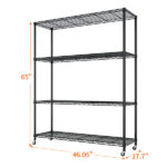Heavy Duty Storage Shelves 46.06" W Wire Shelving Unit with Wheels 800LBS NSF Metal Shelves for Storage Adjustable Garage Storage Rack Pantry Shelf Commercial Shelving, 64.96" H X 46.06''W X 17.7" D - Image 4