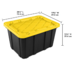 Large Storage Bin, 27 Gallon Durable Plastic Storage Tote with Snap-On Lid, Black and Yellow, 6 Pack (Shipment from Walmart) - Image 2