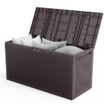 75gal 280L Outdoor Garden Plastic Storage Deck Box Chest Tools Cushions Toys Lockable Seat BLACK - Image 24