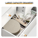 25.98"*15.75"*35.83"(L*W*H) 4-Tier 5-Drawer Cabinet Drawer Dresser with Gold Handles White - Image 6