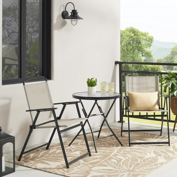 3-Piece Outdoor Bistro Set, Tan